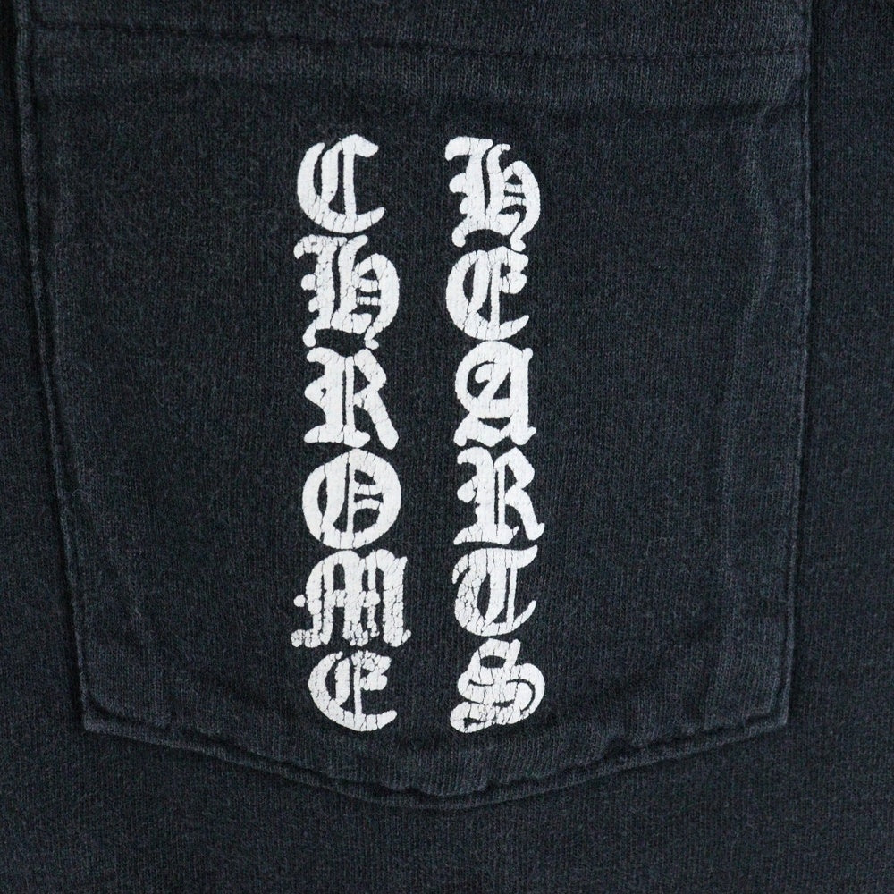 CHROME HEARTS(クロムハーツ) OLD オールドモデル バックスクロールラベルプリント 胸ポケット 半袖Tシャツ カットソー ブラック
