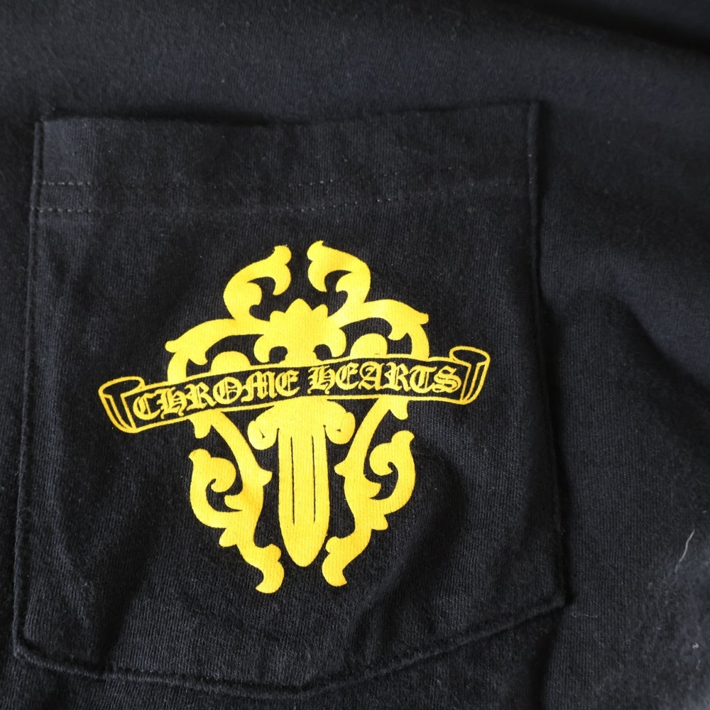 CHROME HEARTS(クロムハーツ) ヴァインダガー スクロールラベルプリントポケット 長袖Tシャツ 長袖カットソー ブラック