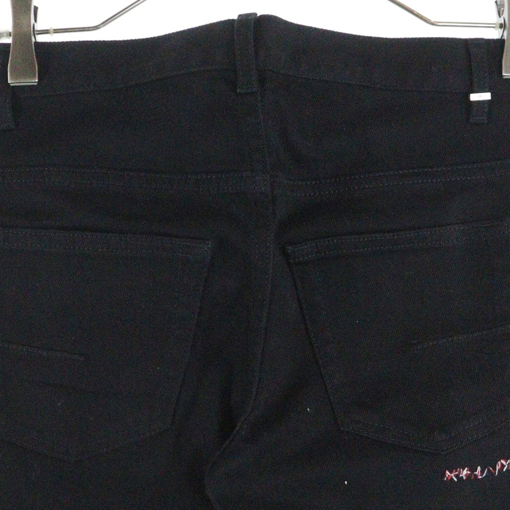 Dior HOMME(ディオールオム) 16AW クリスヴァンアッシュ期 Thread Embroidered Black Skinny Jeans ステッチ 刺繍デザイン スキニーデニムパンツ ブラック 663D038W0543