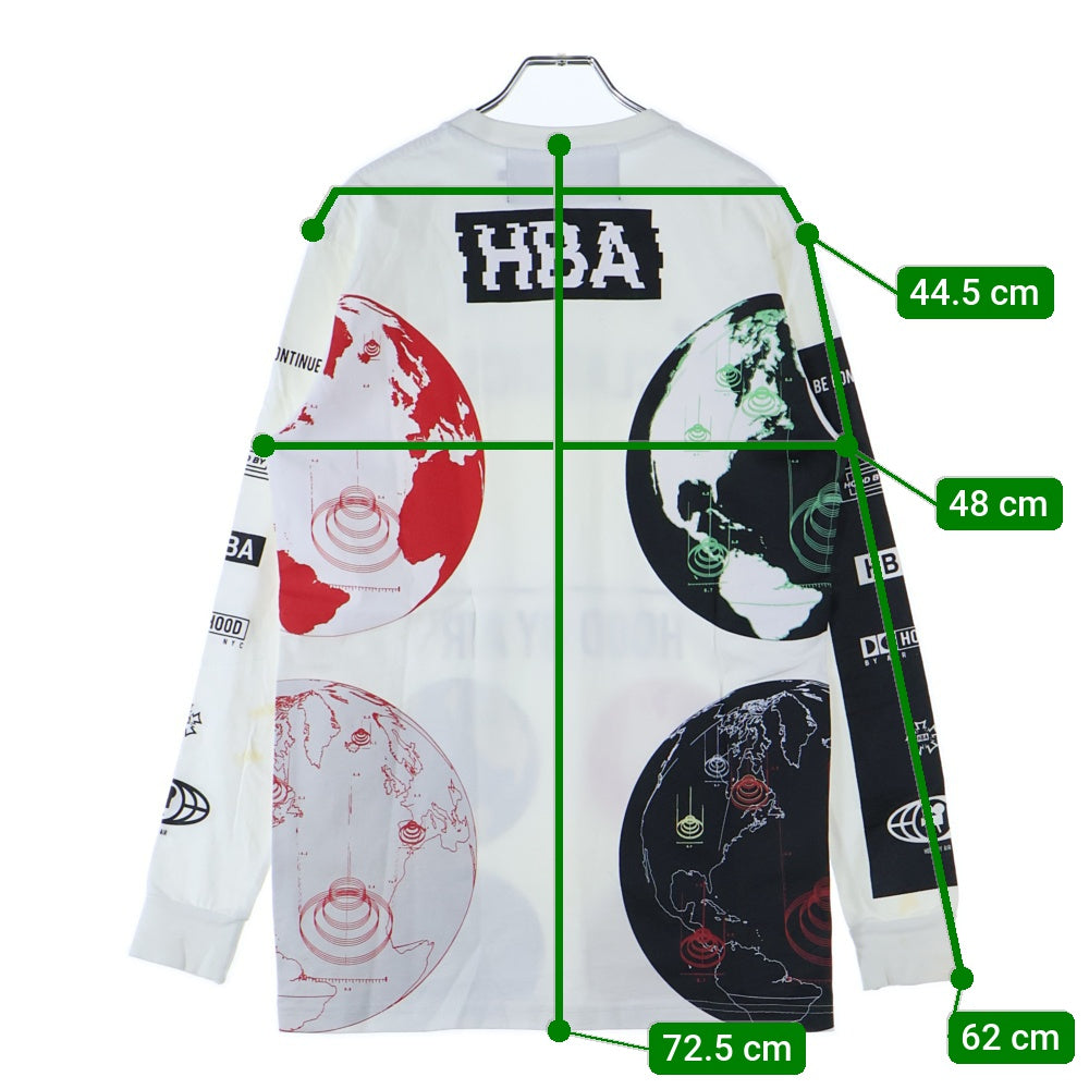 HOOD BY AIR/HBA(フッドバイエアー/エイチビーエー) CLASSICS グラフィックプリント ロングスリーブ 長袖Tシャツ ホワイト
