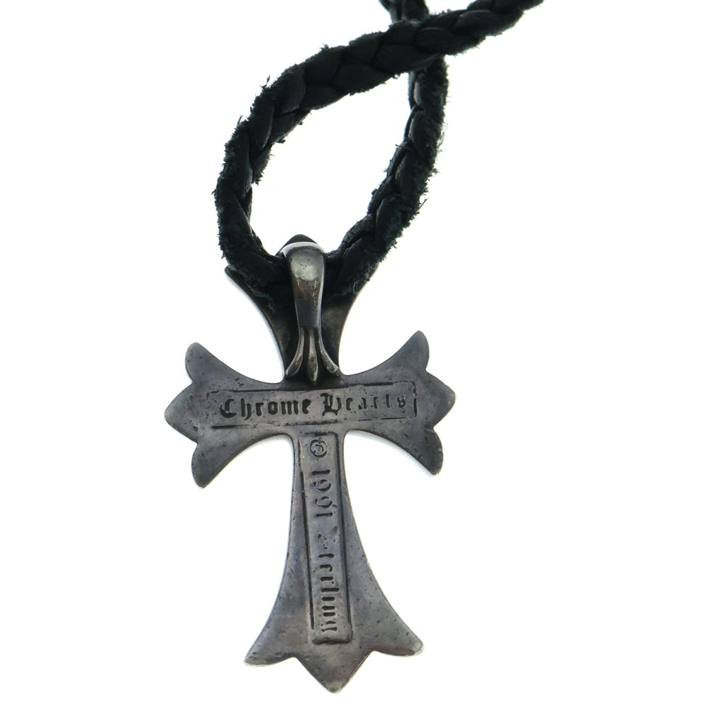 CHROME HEARTS(クロムハーツ) CH CRS SML CL スモールCHクロス レザーブレイド ネックレス シルバー/ブラック BCA217