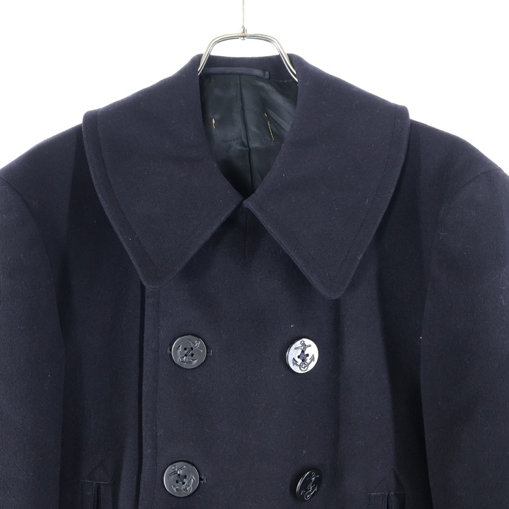 VINTAGE(ヴィンテージ) 40S U.S.NAVY WOOL 10ボタン 裏地サテン アンカーボタン コーデュロイ地ハンドウォーマーポケット Pコート ブラック
