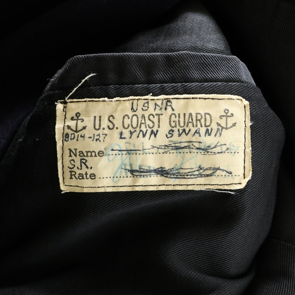 VINTAGE(ヴィンテージ) 40S U.S.NAVY WOOL 10ボタン 裏地コットン アンカーボタン コーデュロイ地ハンドウォーマーポケット Pコート ブラック