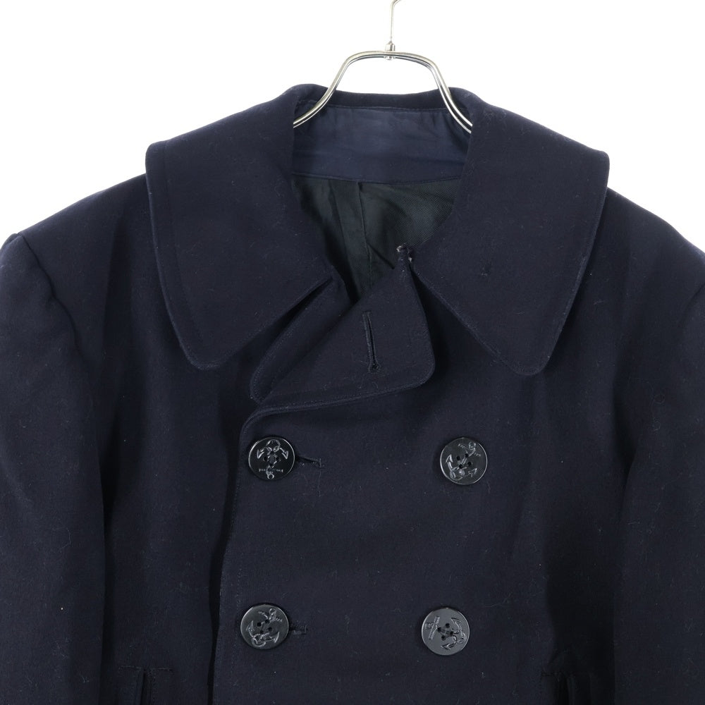 VINTAGE(ヴィンテージ) 40S U.S.NAVY WOOL 10ボタン 裏地コットン アンカーボタン コーデュロイ地ハンドウォーマーポケット Pコート ブラック