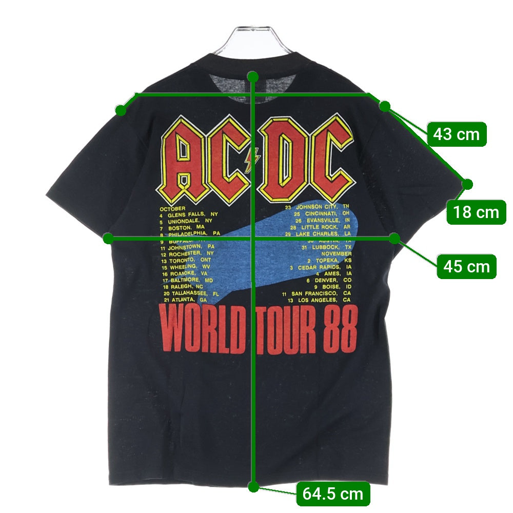 VINTAGE(ヴィンテージ) 90s AC/DC BLOW UP YOUR VIDEO WORLD TOUR 1988 両面プリント 半袖Tシャツ ブラック