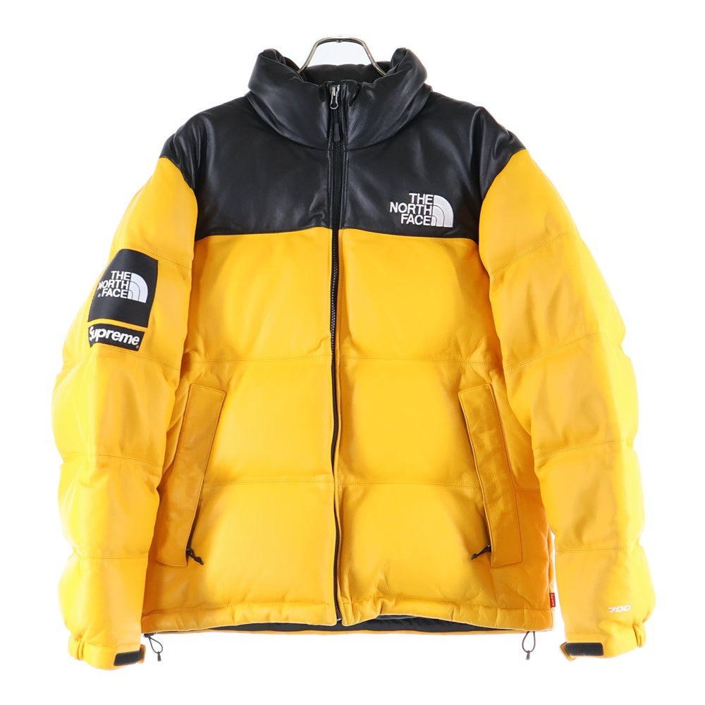 SUPREME(シュプリーム) 17AW x THE NORTH FACE LEATHER NUPTSE ザノースフェイス レザーヌプシ アウター ND91702I ブラック/イエロー
