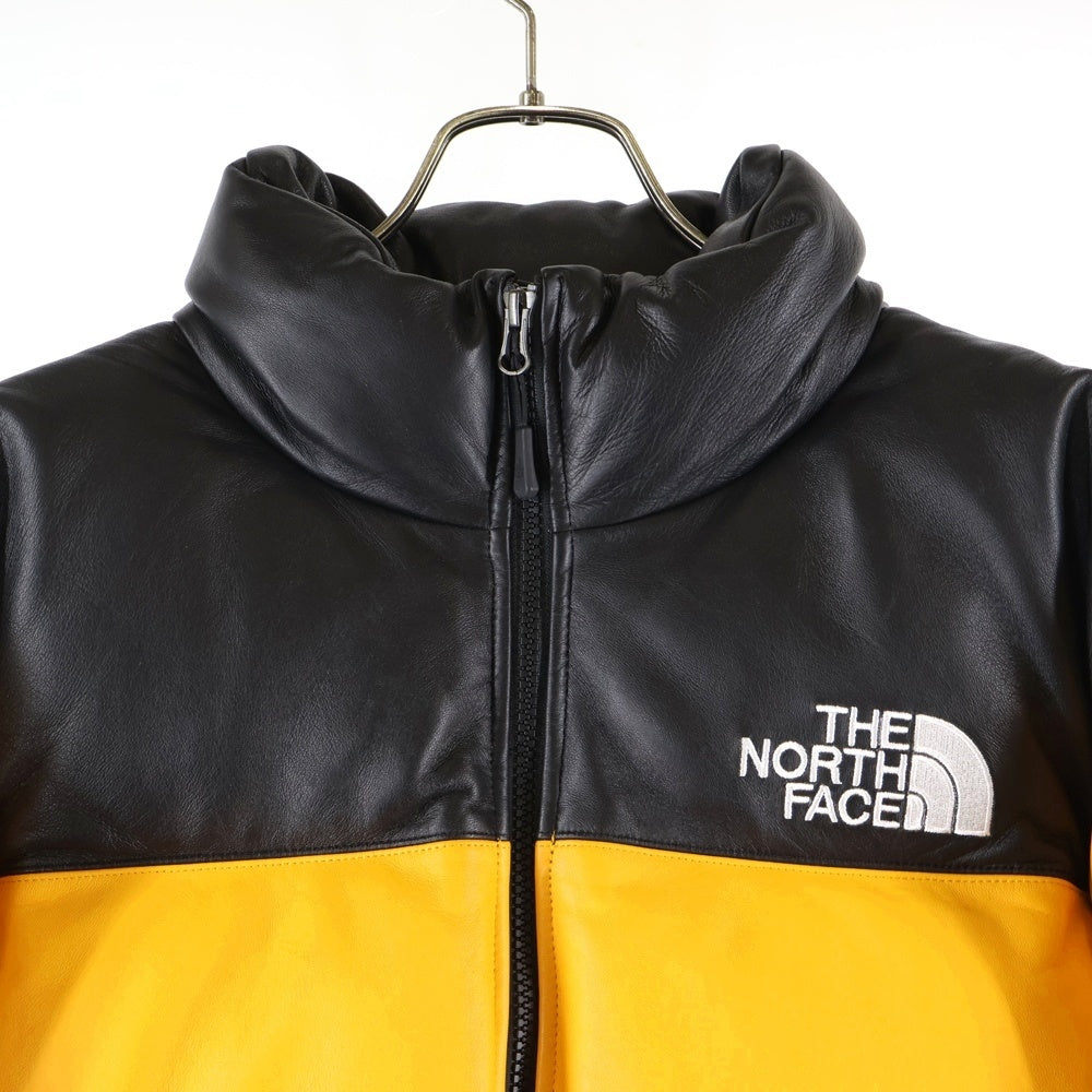 SUPREME(シュプリーム) 17AW x THE NORTH FACE LEATHER NUPTSE ザノースフェイス レザーヌプシ アウター ND91702I ブラック/イエロー