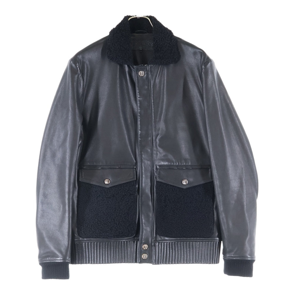CHROME HEARTS(クロムハーツ) MAN CRUSH LTHR ムートン付きレザージャケット アウター ブラック