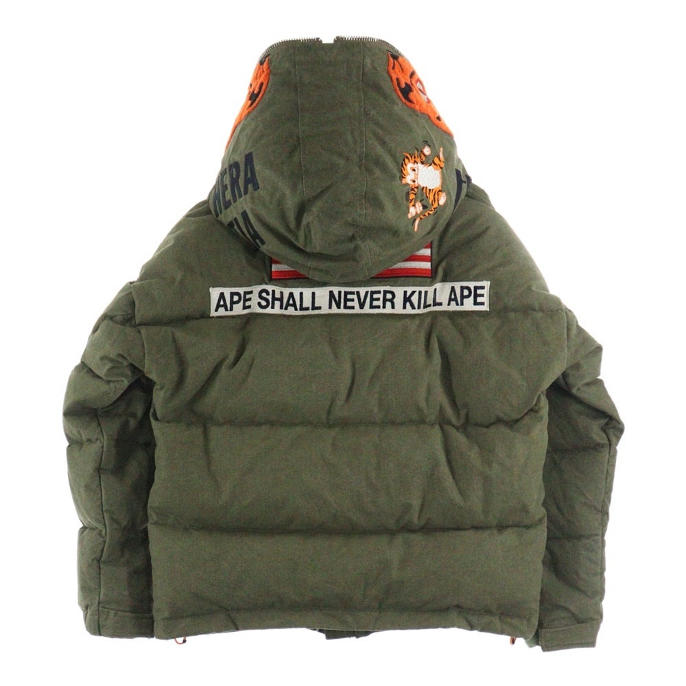 READY MADE(レディメイド) ×A BATHING APE TIGER DOWN JACKET 25周年記念 USヴィンテージ テントクロス タイガー ダウンジャケット アウター カーキ