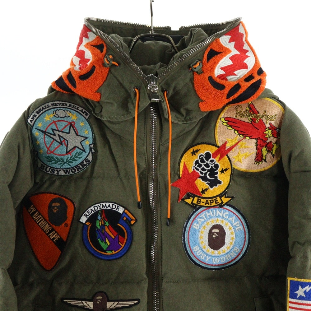 READY MADE(レディメイド) ×A BATHING APE TIGER DOWN JACKET 25周年記念 USヴィンテージ テントクロス タイガー ダウンジャケット アウター カーキ