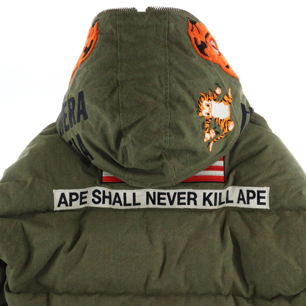 READY MADE(レディメイド) ×A BATHING APE TIGER DOWN JACKET 25周年記念 USヴィンテージ テントクロス タイガー ダウンジャケット アウター カーキ