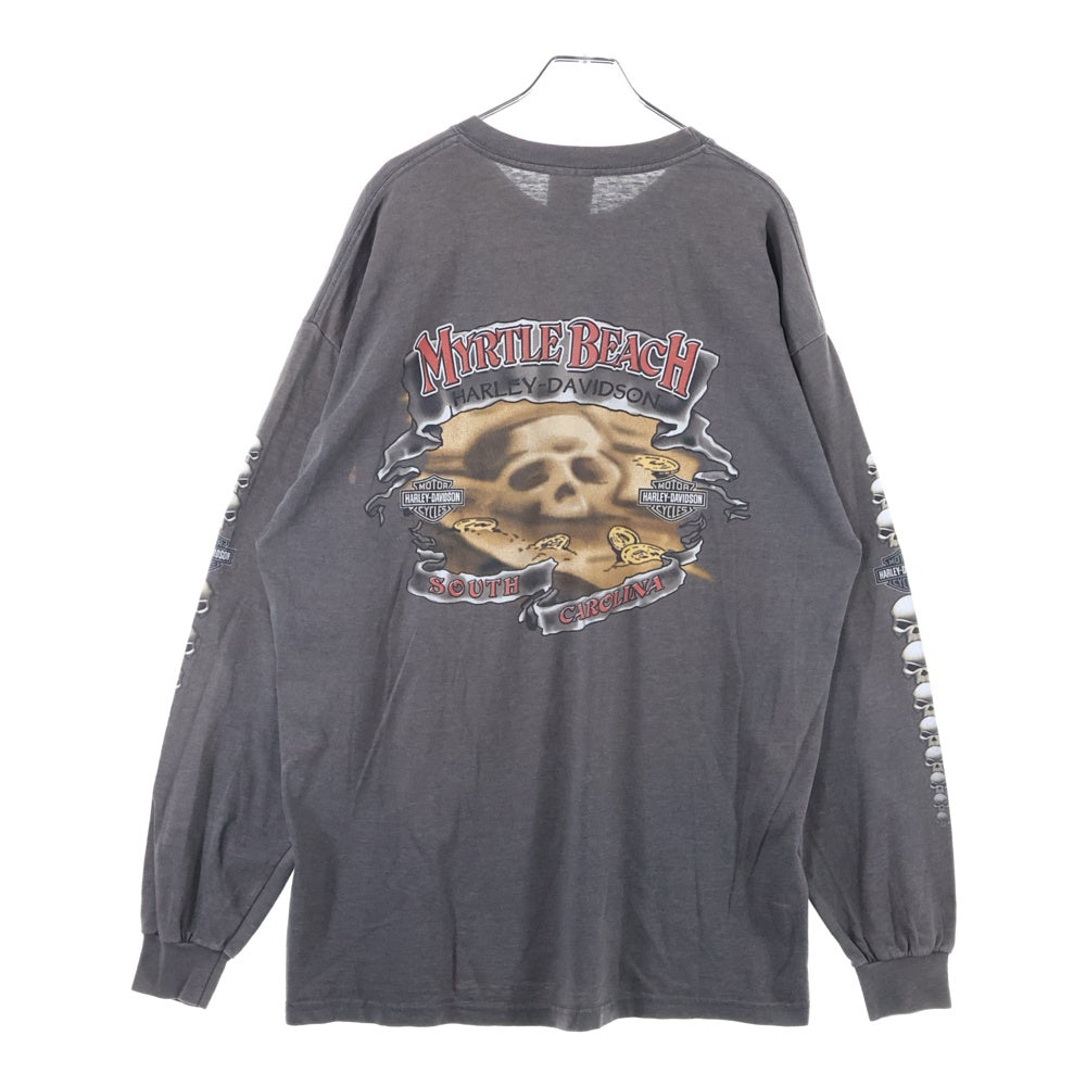 HARLEY DAVIDSON(ハーレーダビッドソン) 00s VINTAGE Myrtle Beach L/S Tee 両面プリント 長袖Tシャツ カットソー グレー