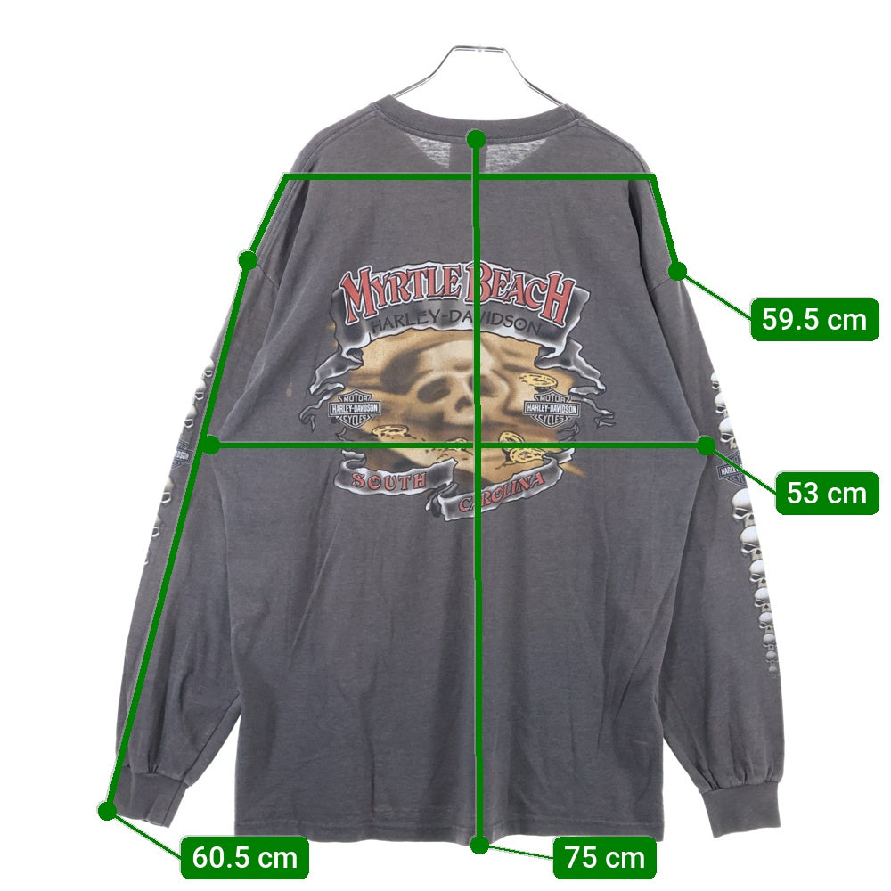 HARLEY DAVIDSON(ハーレーダビッドソン) 00s VINTAGE Myrtle Beach L/S Tee 両面プリント 長袖Tシャツ カットソー グレー