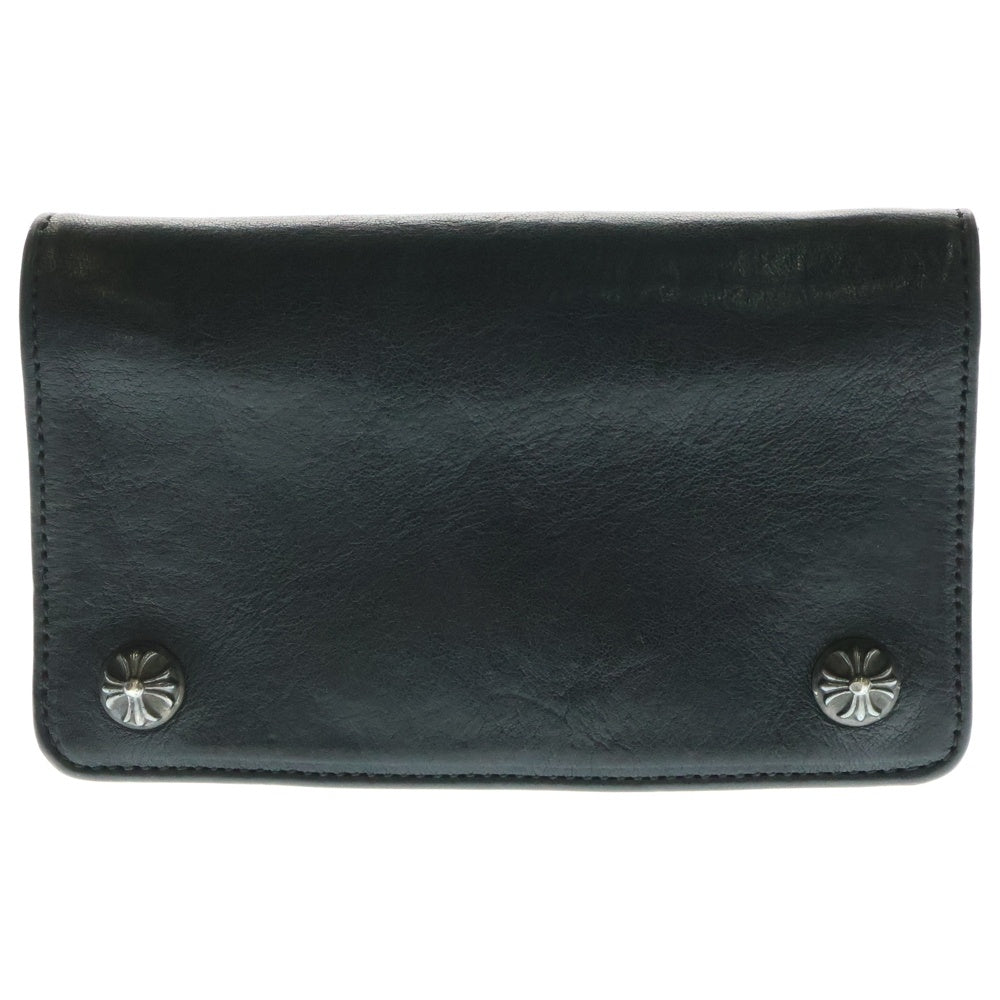 CHROME HEARTS(クロムハーツ) 1ZIP 1ジップ クロスボールボタン レザーウォレット 財布 ブラック BCA362