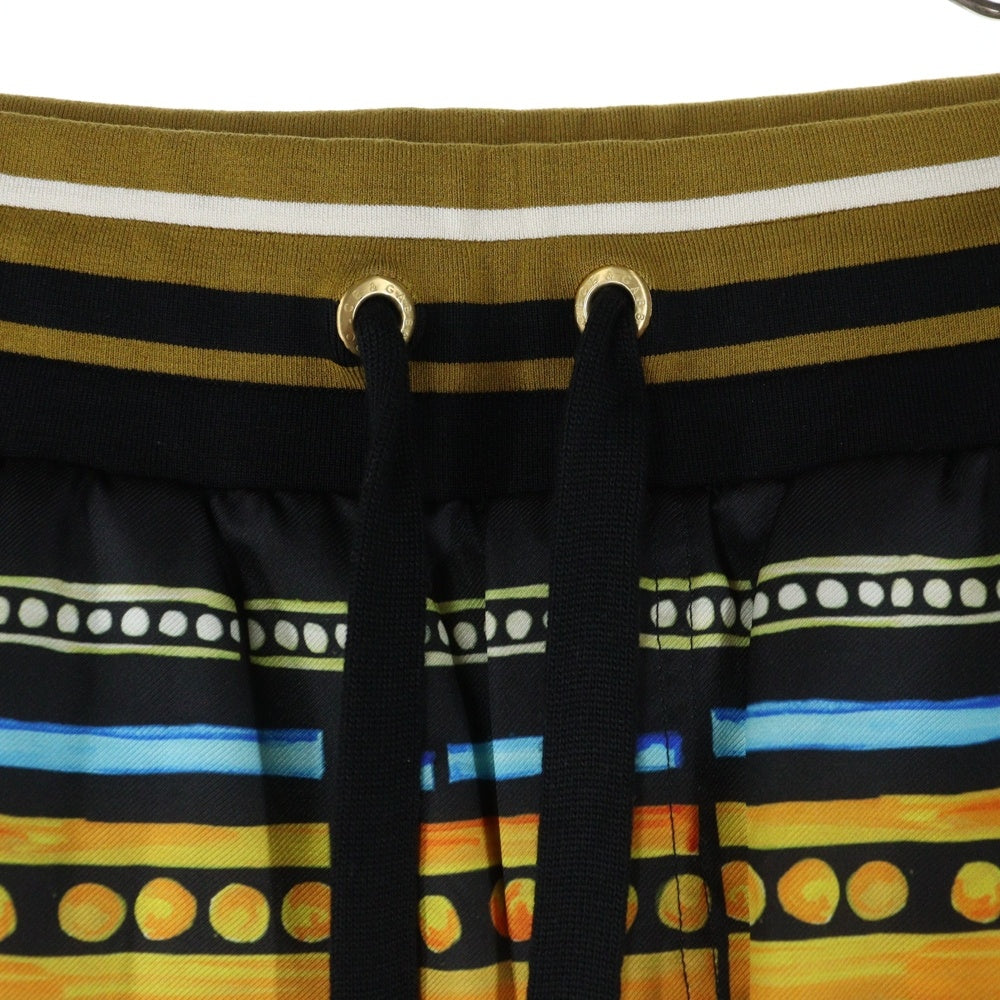DOLCE & GABBANA(ドルチェアンドガッバーナ) SILK LIB EASY PANTS シルク 総柄 リブ イージーパンツ マルチカラー