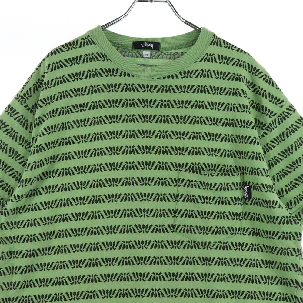 STUSSY(ステューシー) 80s OLD STUSSY オールドステューシー マリファナ柄 総柄 Tシャツ 半袖カットソー グリーン