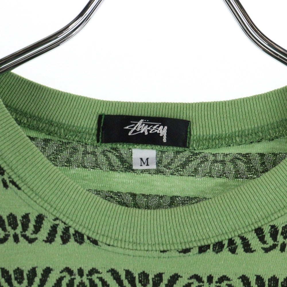 STUSSY(ステューシー) 80s OLD STUSSY オールドステューシー マリファナ柄 総柄 Tシャツ 半袖カットソー グリーン