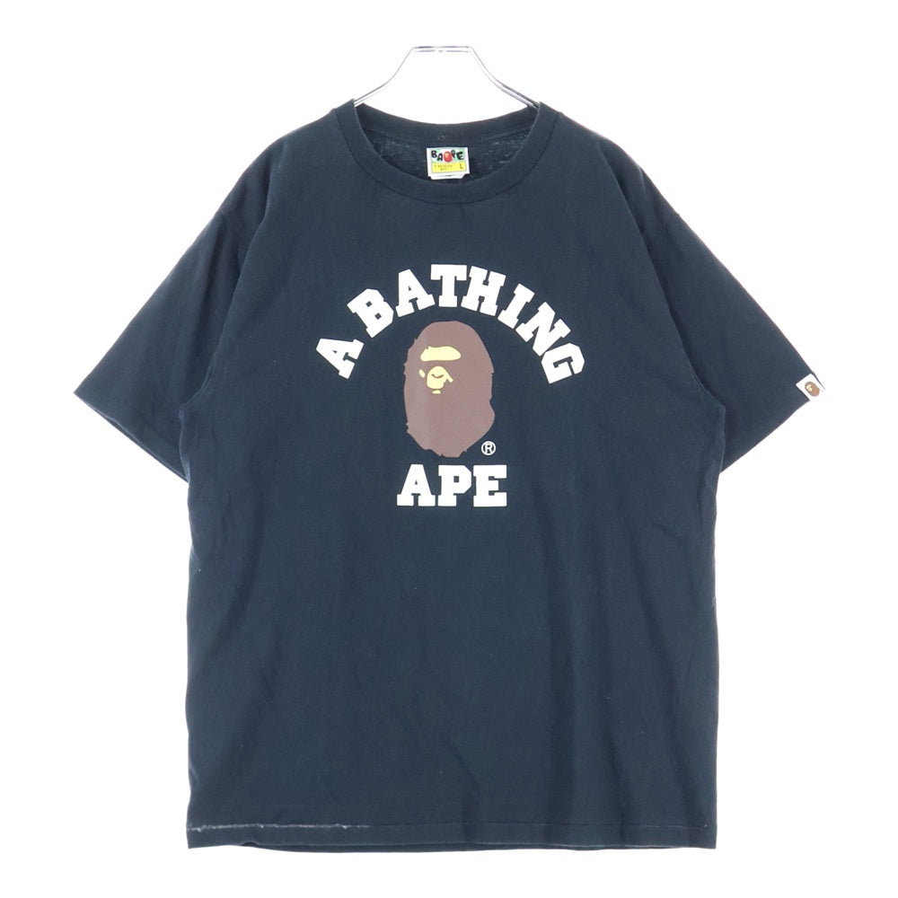 A BATHING APE(アベイシングエイプ) College Tee 001TEG301001X ロゴプリント半袖Tシャツ カットソー ブラック