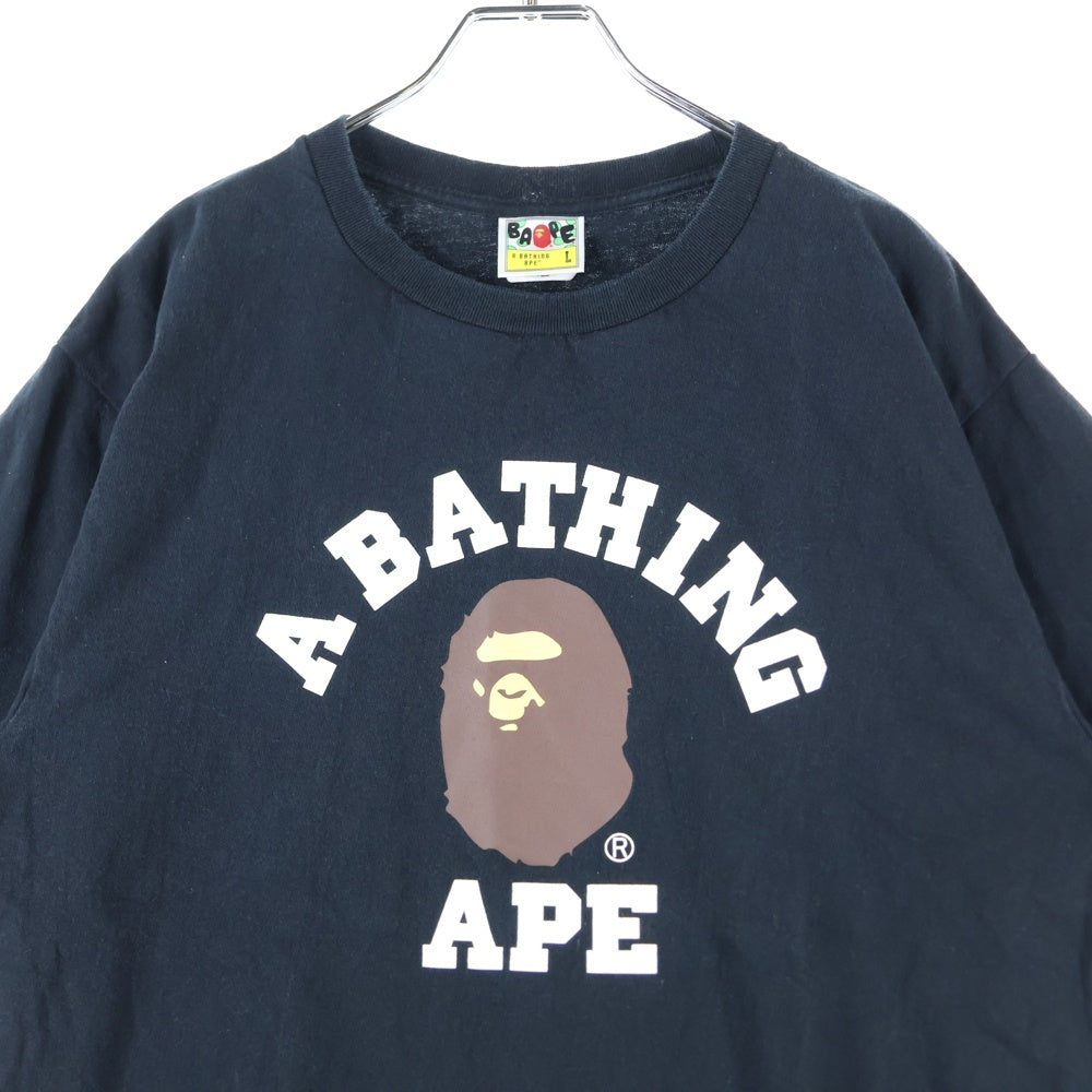 A BATHING APE(アベイシングエイプ) College Tee 001TEG301001X ロゴプリント半袖Tシャツ カットソー ブラック