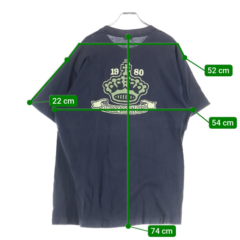 90’s old stussy USA製 クラウンロゴ 半袖Tシャツ ブラック STUSSY(ステューシー) 90s OLD STUSSY DESIGN CORP クラウン プリント