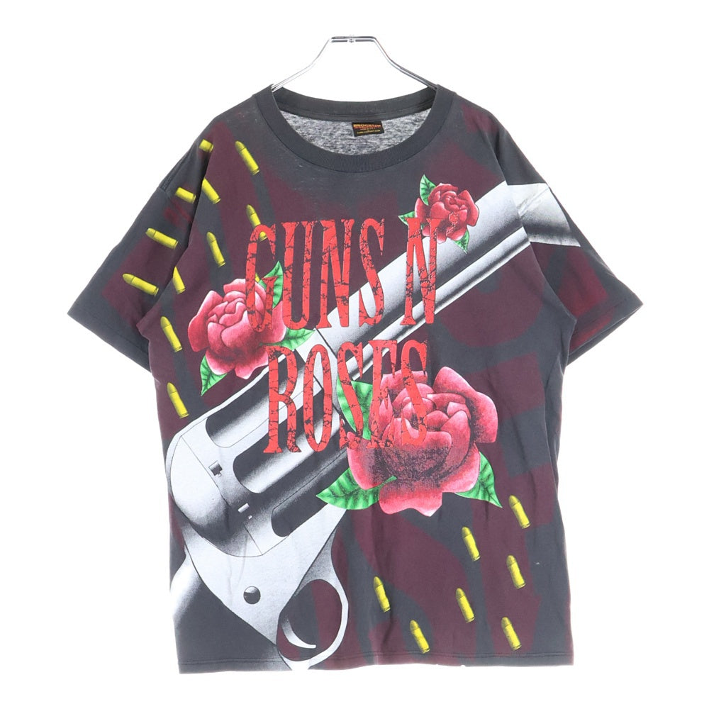 VINTAGE(ヴィンテージ) 90s GUNS N' ROSES GUN AND ROSE ガンズアンドローゼス オーバープリント 半袖Tシャツ ブラック/レッド