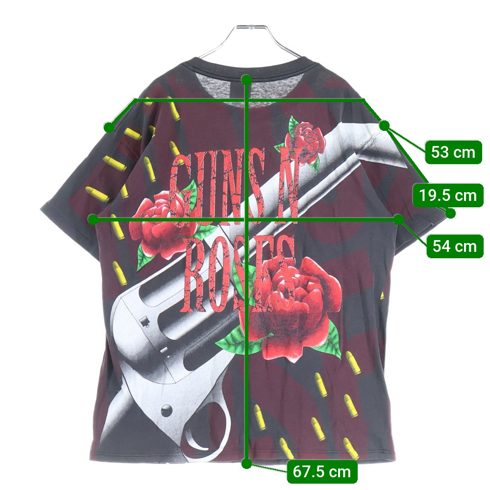 VINTAGE(ヴィンテージ) 90s GUNS N' ROSES GUN AND ROSE ガンズアンドローゼス オーバープリント 半袖Tシャツ ブラック/レッド