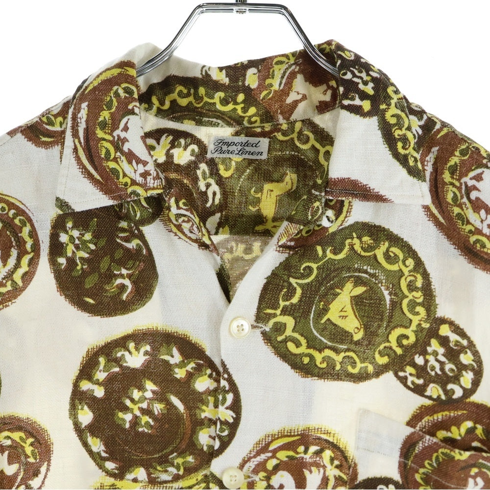 VINTAGE(ヴィンテージ) 60s INPORTED PURE LINEN OPEN COLLAR SHIRT リネン 半袖 オープンカラー シャツ 総柄 WPL 8016