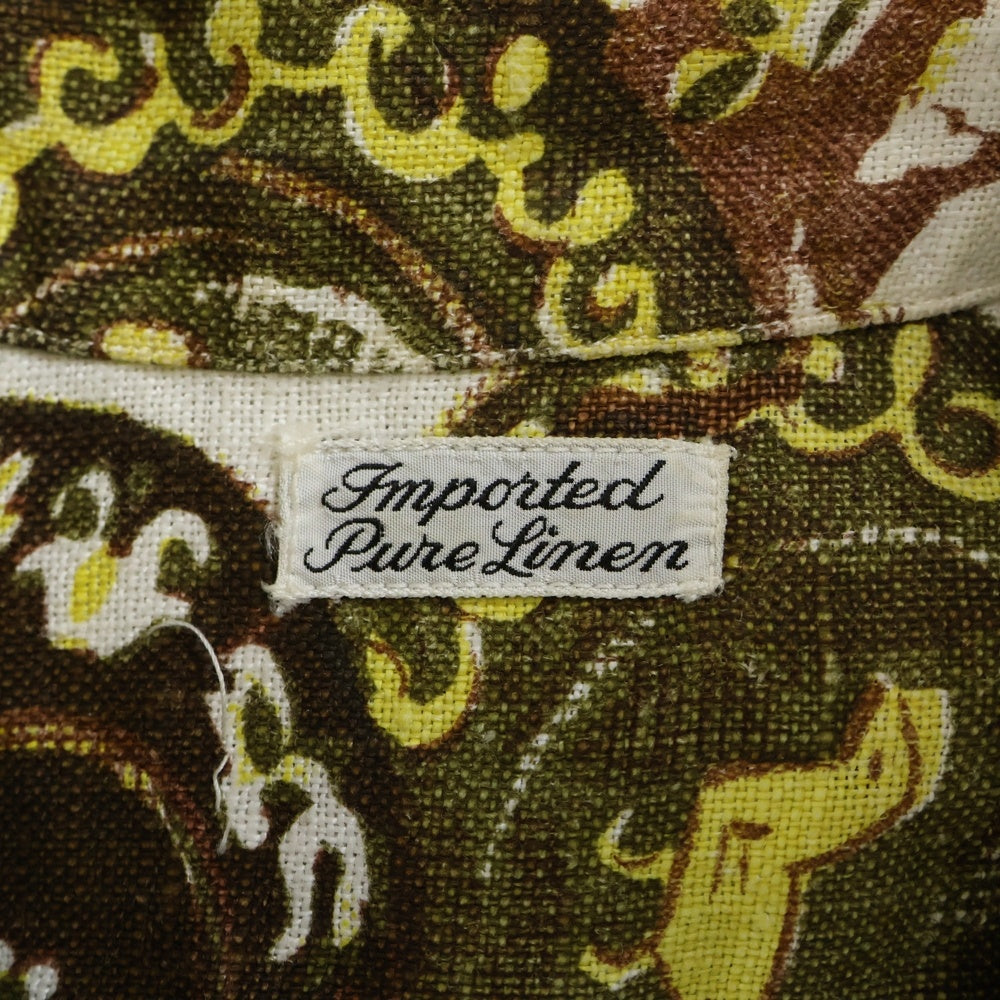 VINTAGE(ヴィンテージ) 60s INPORTED PURE LINEN OPEN COLLAR SHIRT リネン 半袖 オープンカラー シャツ 総柄 WPL 8016