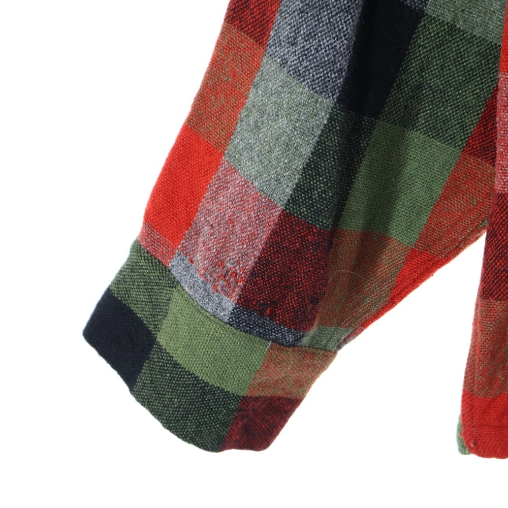 VINTAGE(ヴィンテージ) 70s JAYSON ジェイソン オープンカラー ネルチェック 長袖シャツ レッド/グリーン