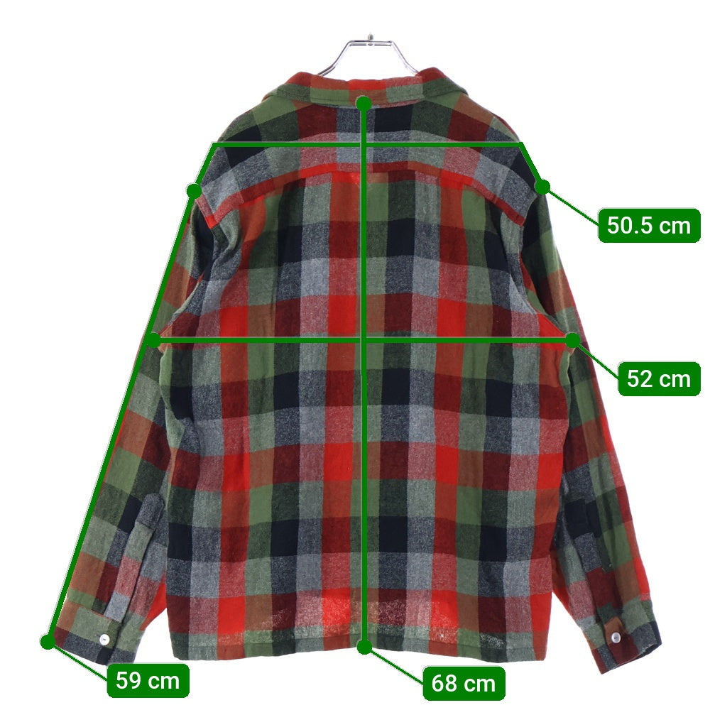 VINTAGE(ヴィンテージ) 70s JAYSON ジェイソン オープンカラー ネルチェック 長袖シャツ レッド/グリーン