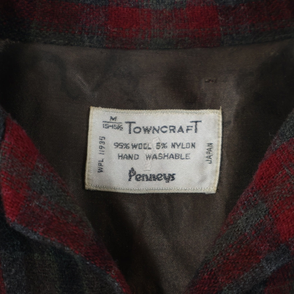 VINTAGE(ヴィンテージ) 60s TOWNCRAFT PENNEYS タウンクラフト ペニーズ ネルチェック 長袖シャツ レッド