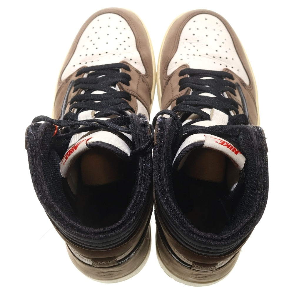 NIKE(ナイキ) ×TRAVIS SCOTT AIR JORDAN 1 RETRO HIGH OG TS SP トラヴィススコット エアジョーダン1 ハイカットスニーカー ブラウン/ホワイト US9.5/27.5cm CD4487-100
