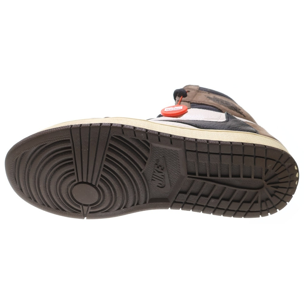 NIKE(ナイキ) ×TRAVIS SCOTT AIR JORDAN 1 RETRO HIGH OG TS SP トラヴィススコット エアジョーダン1 ハイカットスニーカー ブラウン/ホワイト US9.5/27.5cm CD4487-100