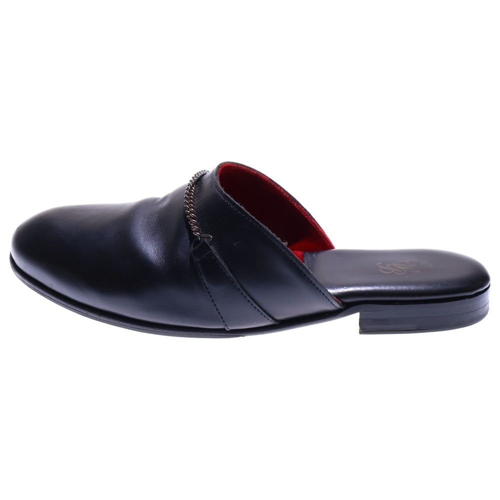 ERNEST W. BAKER(アーネストダブルベイカー) チェーンデザイン レザーミュール サンダル ブラック