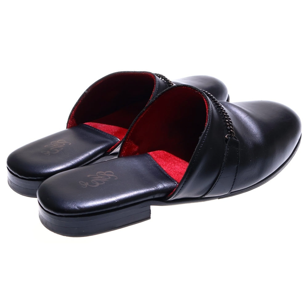 ERNEST W. BAKER(アーネストダブルベイカー) チェーンデザイン レザーミュール サンダル ブラック