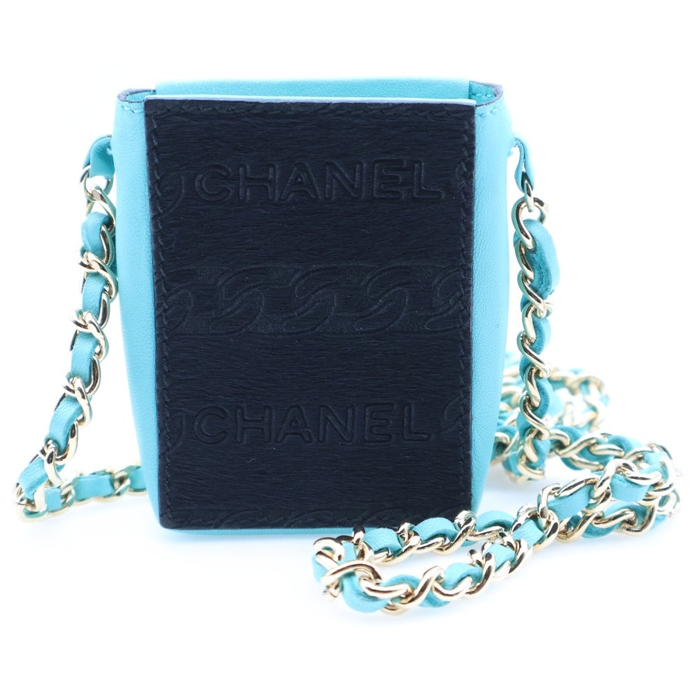 CHANEL(シャネル) 2000-2001 Chain Shoulder Cigarette Case チェーン シガレットケース ミニショルダーバッグ ブルー