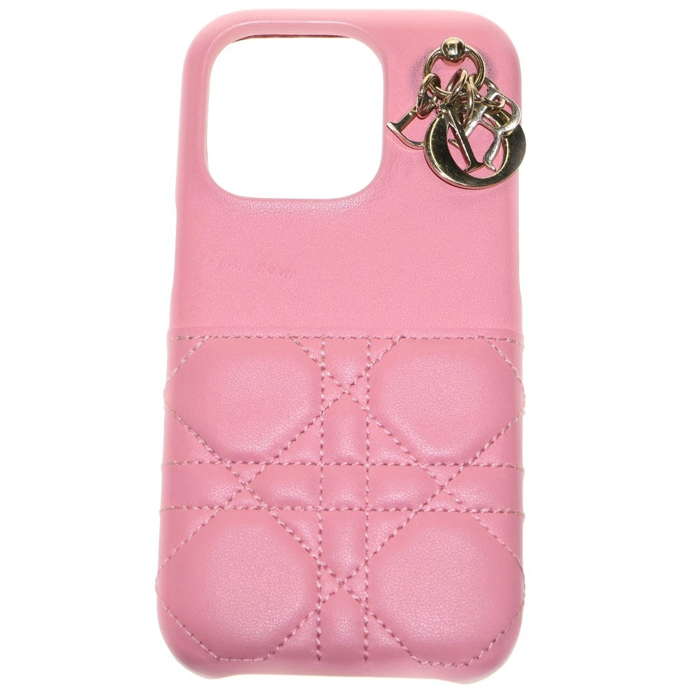Christian Dior(クリスチャンディオール) カナージュ レザー アイフォンケース iPhone 14 ピンク