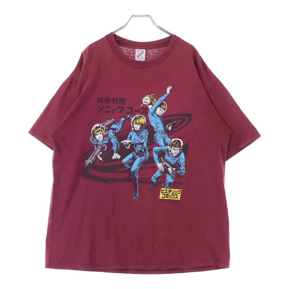 VINTAGE(ヴィンテージ) 90s SONIC YOUTH ヒステリックコミックス 無敵戦隊 ソニックユース Tシャツ 半袖カットソー ボルドー
