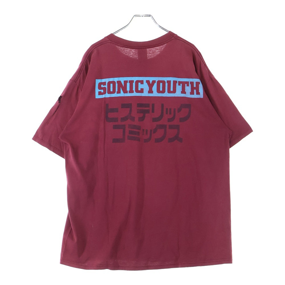 VINTAGE(ヴィンテージ) 90s SONIC YOUTH ヒステリックコミックス 無敵戦隊 ソニックユース Tシャツ 半袖カットソー ボルドー