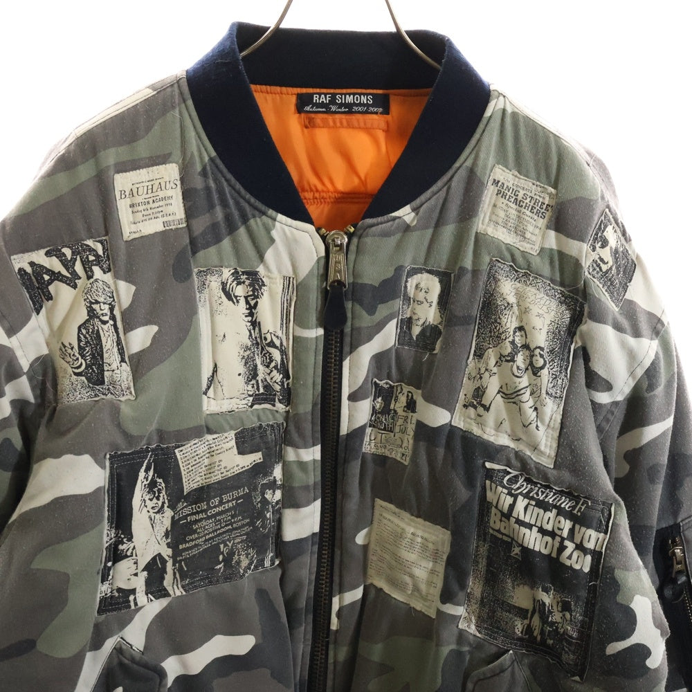 RAF SIMONS(ラフシモンズ) 01AW Archive Riot Riot Riot期 Bomber ma1 Jacket アーカイブ パッチワーク ボンバージャケット ホワイト/ブラック