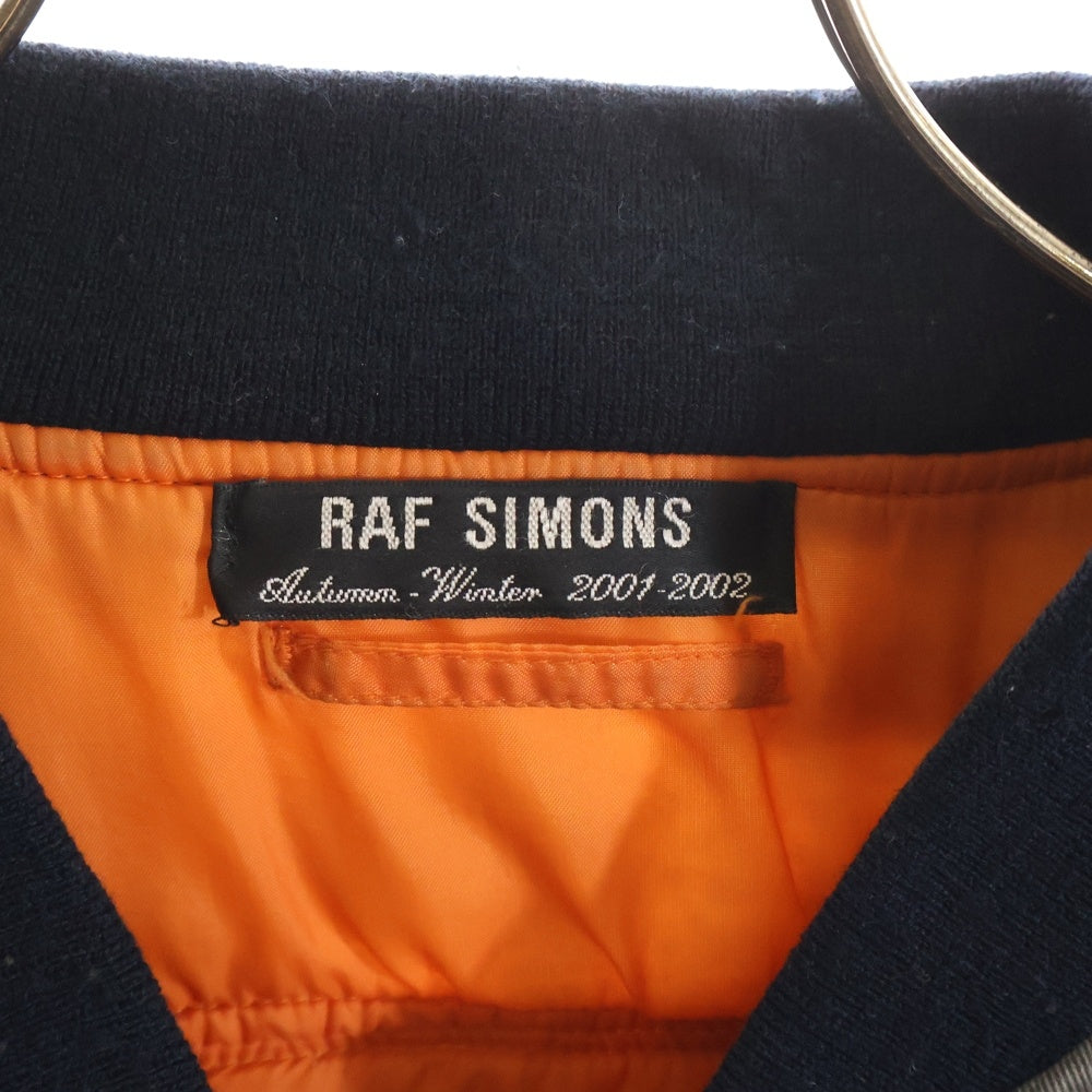 RAF SIMONS(ラフシモンズ) 01AW Archive Riot Riot Riot期 Bomber ma1 Jacket アーカイブ パッチワーク ボンバージャケット ホワイト/ブラック