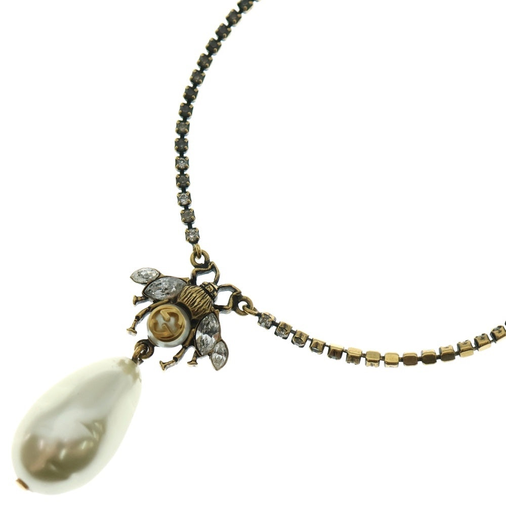 GUCCI(グッチ) BEE PEARL ビー パール インターロッキング G ネックレス ゴールド