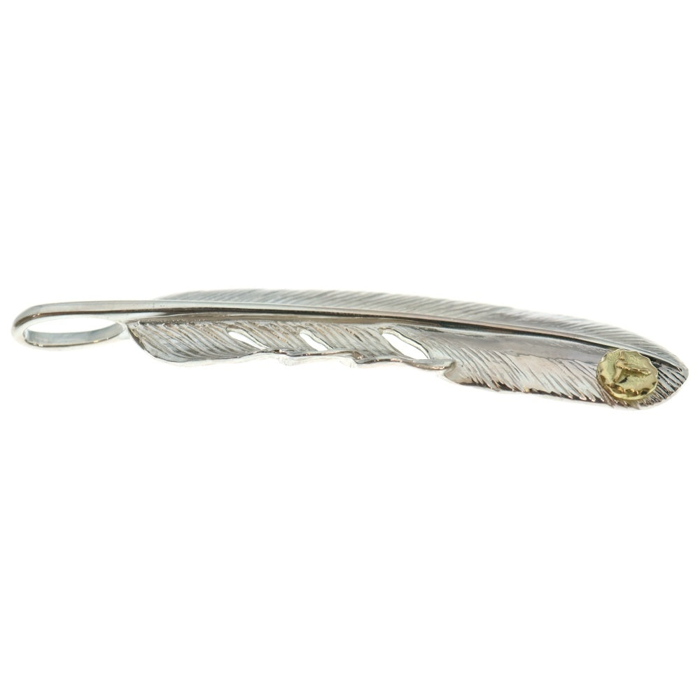 TADY & KING(タディアンドキング) 特大SVフェザーペンダント GPロングホーン ネックレストップ 左向き シルバー/ゴールド