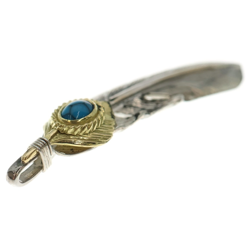 TADY & KING(タディアンドキング) 特大ハートK18フェザー金縄スパイダーターコイズ ネックレストップ 左向き シルバー/ゴールド