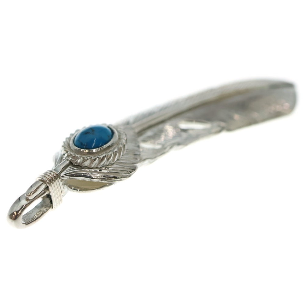 TADY & KING(タディアンドキング) ハートSVフェザー銀縄ターコイズ 特大フェザー ペンダントトップ 左向き シルバー