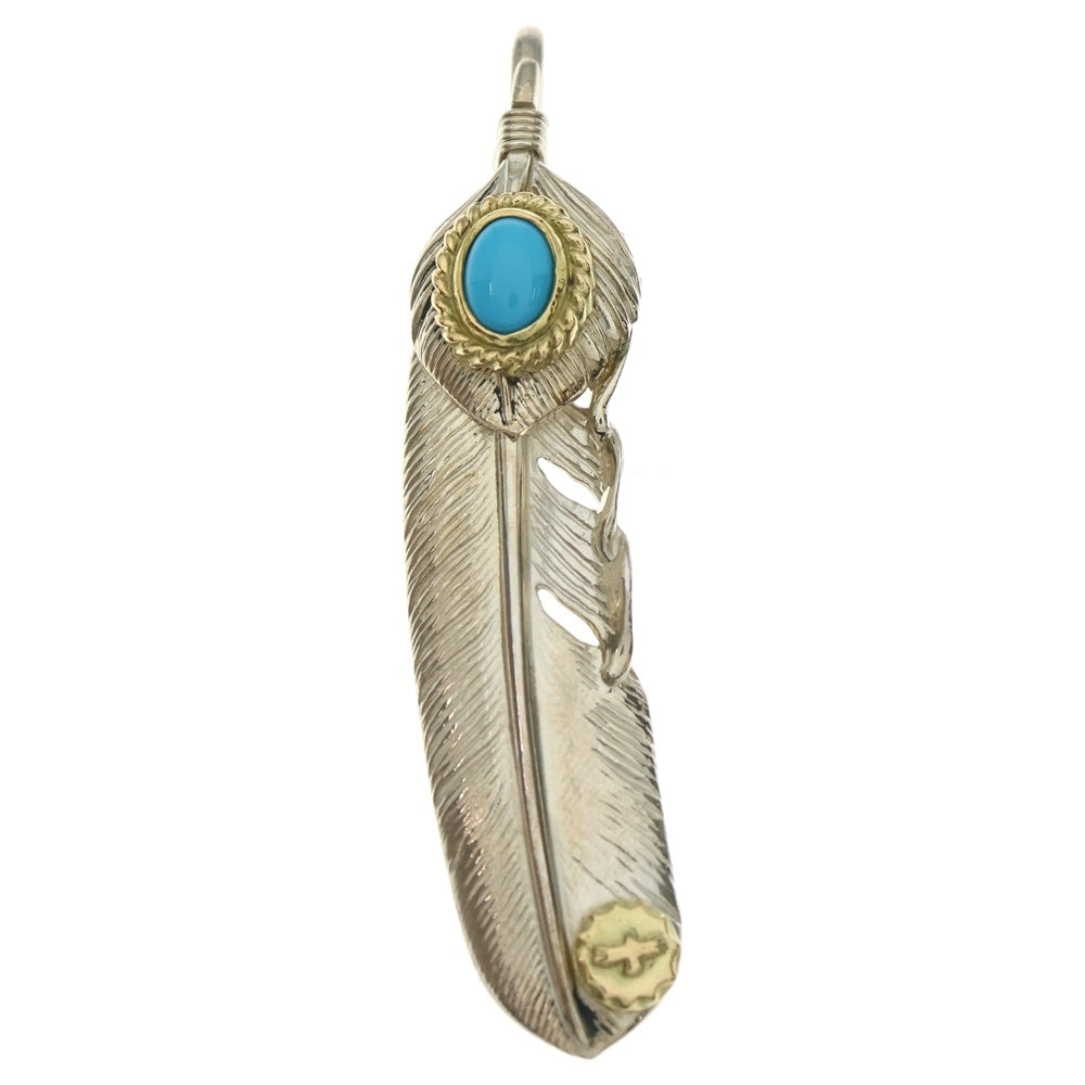 TADY & KING(タディアンドキング) ハートSVフェザー 上銀金縄ターコイズ GPイーグル 特大フェザーペンダントトップ 右向き シルバー/ゴールド