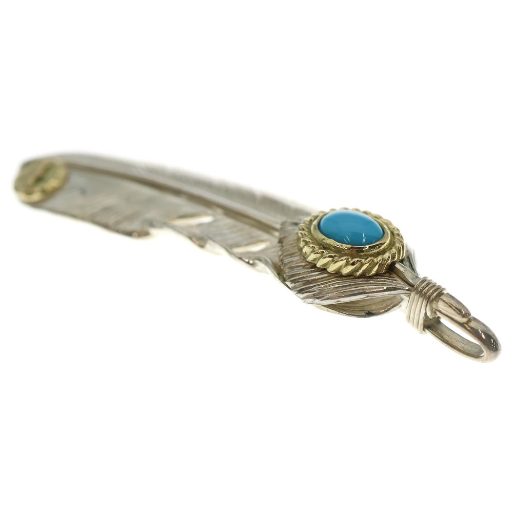 TADY & KING(タディアンドキング) ハートSVフェザー 上銀金縄ターコイズ GPイーグル 特大フェザーペンダントトップ 右向き シルバー/ゴールド