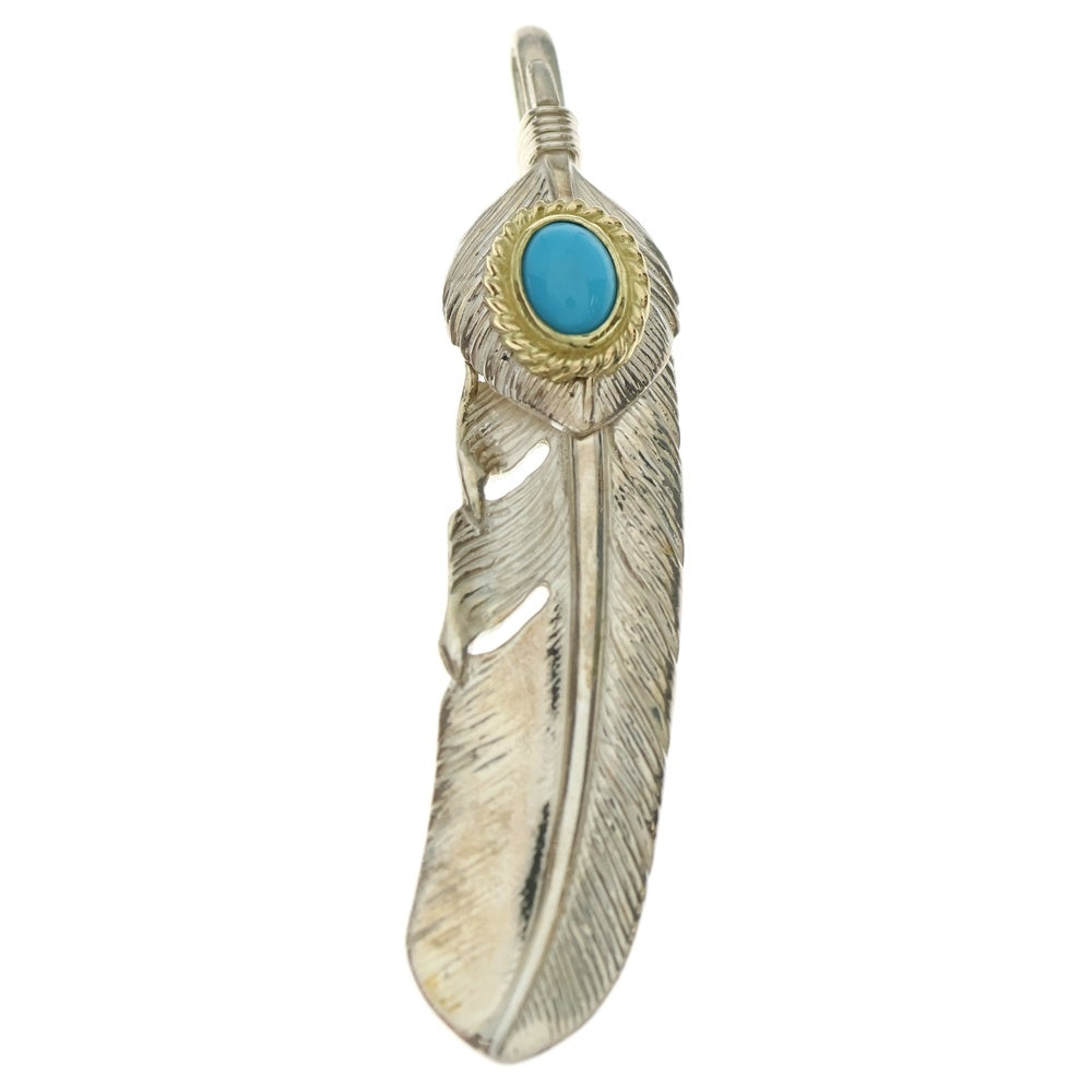 TADY & KING(タディアンドキング) ハートSVフェザー金縄ターコイズ 特大フェザー ペンダントトップ 左向き シルバー/ゴールド