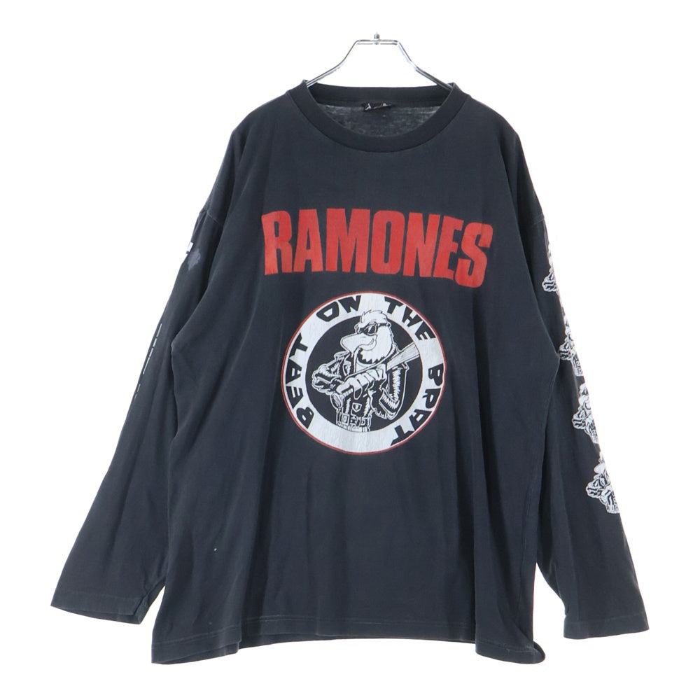 VINTAGE(ヴィンテージ) 90s RAMONES BEAT ON THE BRAT ラモーンズ 両面 アーム プリント Tシャツ 長袖カットソー ブラック