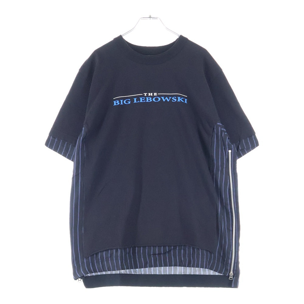 Sacai(サカイ) 20SS ×THE BIG LEBOWSKI STRIPE PULLOVER 20ー02441M ビッグリボウスキ ストライプ サイドジップ 切り替えカットソー ブラック